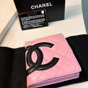RARE Chanel Cambon Ligne Compact Wallet (Pink/Black)